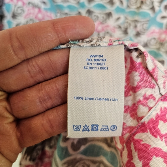 Boden Linen Tunic Dress Woodblock Print Colorful Print Vneck - Picture 4 of 8